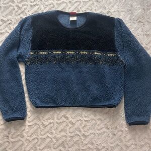 Vintage Palmettos Cozy Blue and Black Women's cropped Sweater